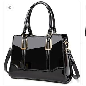 LJOSEIND Shiny Leather Black Hand Bag NWT